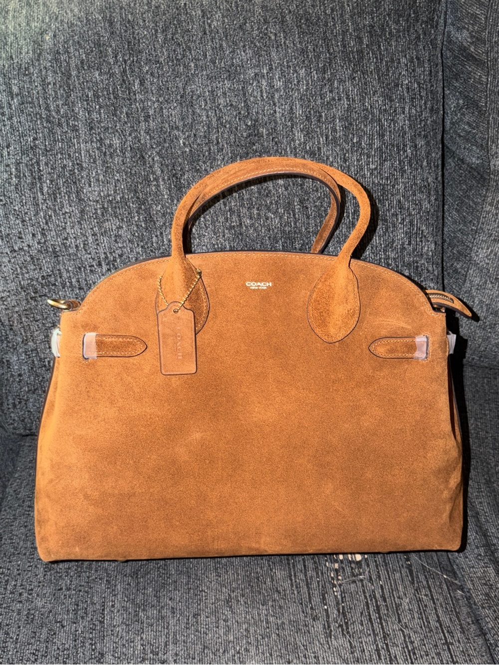 Coach Soft Empire Carryall Bag 40 in Brass/Warm Brown Suede & Calf Leather NWT